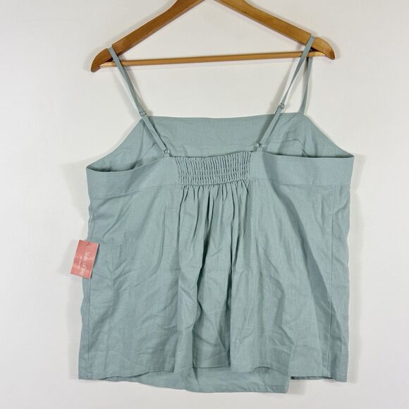 State of Day Intimates Mint Green Linen Blend Tank Shirt Top Women's Large NEW - Picture 3 of 7